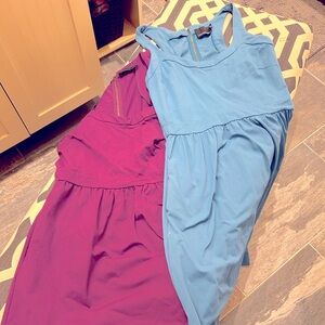 Cynthia Rowley Racer back Gold Zip Dresses with pockets